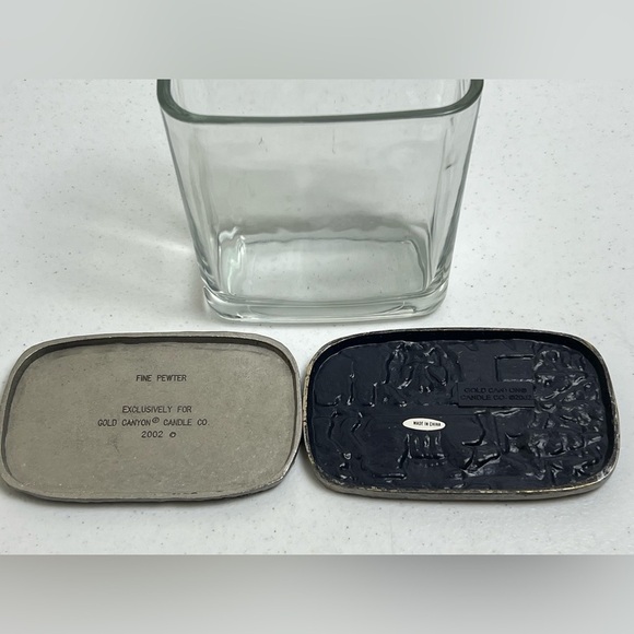 2 VTG Pewter Lids 2002 Gold Canyon Candle Glass Container Floral Christmas - Picture 2 of 7
